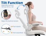 TRALT Ergonomic Office Chair - Desk Chair with Adjustable Headrest Lumbar Support Computer Chair - Mesh Comfy Chair with Flip-up Armrests - Gaming Chairs for Adults Home Office (Leather, White) - Image 8