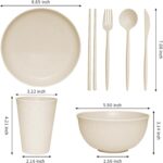 Wheat Straw Dinnerware Sets -DAPIPIK 42 Piece Unbreakable Dinnerware Sets for 6, Kitchen Plates and Bowls Set, Lightweight Camping Plates Cups and Bowls Set.Dishwasher Microwave Safe Dinnerware - Image 3