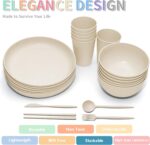 Wheat Straw Dinnerware Sets -DAPIPIK 42 Piece Unbreakable Dinnerware Sets for 6, Kitchen Plates and Bowls Set, Lightweight Camping Plates Cups and Bowls Set.Dishwasher Microwave Safe Dinnerware - Image 4