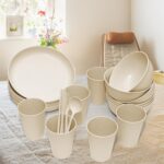 Wheat Straw Dinnerware Sets -DAPIPIK 42 Piece Unbreakable Dinnerware Sets for 6, Kitchen Plates and Bowls Set, Lightweight Camping Plates Cups and Bowls Set.Dishwasher Microwave Safe Dinnerware - Image 7