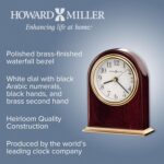Howard Miller Monroe Table Clock - Arch-Shaped Analog Desk Clock, Wooden Tabletop Timepiece w/Brass Accents, Battery-Operated Quartz Movement, Shelf Decoration for Living Room, Bedroom, Office Decor - Image 4