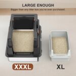 Extra Large Enclosed Stainless Steel Cat Litter Box with Lid - XXXL Giant Metal Enclosed High Sides Litter Boxes for Multi-Cat Households and Overweight Cats - Black - Image 3