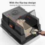 Extra Large Enclosed Stainless Steel Cat Litter Box with Lid - XXXL Giant Metal Enclosed High Sides Litter Boxes for Multi-Cat Households and Overweight Cats - Black - Image 4