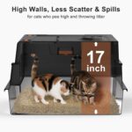 Extra Large Enclosed Stainless Steel Cat Litter Box with Lid - XXXL Giant Metal Enclosed High Sides Litter Boxes for Multi-Cat Households and Overweight Cats - Black - Image 5