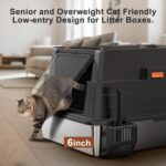 Extra Large Enclosed Stainless Steel Cat Litter Box with Lid - XXXL Giant Metal Enclosed High Sides Litter Boxes for Multi-Cat Households and Overweight Cats - Black - Image 7