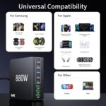 880W USB C Charger Block Charging Station 8 Port Fast Chager 140W PD PPS HUB Laptop MacBook Charger Compatible with All iPhone 17 Pro Max/17 Air/16 SE/Samsung Galaxy 25/ MacBook Pro/Air/iPad Pro - Image 4