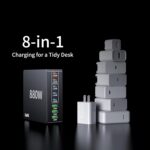 880W USB C Charger Block Charging Station 8 Port Fast Chager 140W PD PPS HUB Laptop MacBook Charger Compatible with All iPhone 17 Pro Max/17 Air/16 SE/Samsung Galaxy 25/ MacBook Pro/Air/iPad Pro - Image 5