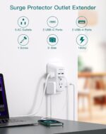 2 Pack Surge Protector Outlet Extender - Addtam 5-Outlet Splitter with 4 USB Wall Charger(2 USB-C Ports), Multi Plug Outlet Power Strip for Home, Dorm Room Essentials - Image 3