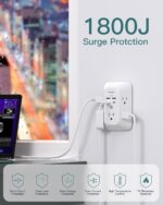 2 Pack Surge Protector Outlet Extender - Addtam 5-Outlet Splitter with 4 USB Wall Charger(2 USB-C Ports), Multi Plug Outlet Power Strip for Home, Dorm Room Essentials - Image 5