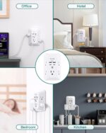2 Pack Surge Protector Outlet Extender - Addtam 5-Outlet Splitter with 4 USB Wall Charger(2 USB-C Ports), Multi Plug Outlet Power Strip for Home, Dorm Room Essentials - Image 8