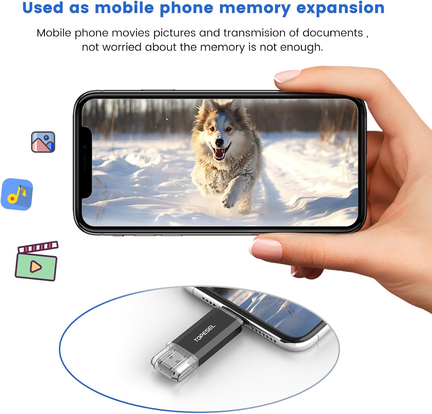 TOPESEL Type C 256GB USB C Flash Drive Dual 2-in-1 Thumb Drive USB 3.0/3.2 Gen1 Drive 256 GB USB-C Memory Stick with LED Indicator for Easy Data Sharing Between PC and Android Smartphones - Image 8