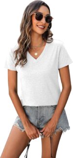 Womens Summer Tops Short Sleeve T Shirts V Neck Women Tops Loose Casual Tee Trendy Clothes - Image 3