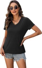 Womens Summer Tops Short Sleeve T Shirts V Neck Women Tops Loose Casual Tee Trendy Clothes - Image 5