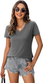 Womens Summer Tops Short Sleeve T Shirts V Neck Women Tops Loose Casual Tee Trendy Clothes - Image 7