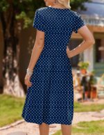 HOTOUCH Women's Summer Short Sleeve A-Line Midi Dresses Casual Floral T-Shirt Dress Flowy Beach Sundress with Pockets - Image 4