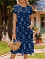 HOTOUCH Women's Summer Short Sleeve A-Line Midi Dresses Casual Floral T-Shirt Dress Flowy Beach Sundress with Pockets - Image 5