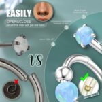 Jstyle Opal Nose Rings Set for Women Men Hypoallergenic 316L Stainless Steel Nose Studs 20G Opal CZ Nose Rings Hoops 8/10MM Septum Cartilage Helix Rook 2nd/3rd Earlobe Lip Piercings - Image 4