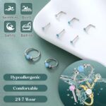 Jstyle Opal Nose Rings Set for Women Men Hypoallergenic 316L Stainless Steel Nose Studs 20G Opal CZ Nose Rings Hoops 8/10MM Septum Cartilage Helix Rook 2nd/3rd Earlobe Lip Piercings - Image 6
