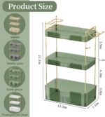 Bathroom Counter Organizer with Hair Dryer Holder, Hair Tool Countertop Storage, Cosmetics Skincare Shelf Organizer, Makeup Organizer Perfume for Dresser Vanity Tray(3 Tier-Green) - Image 4