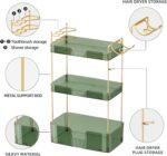 Bathroom Counter Organizer with Hair Dryer Holder, Hair Tool Countertop Storage, Cosmetics Skincare Shelf Organizer, Makeup Organizer Perfume for Dresser Vanity Tray(3 Tier-Green) - Image 5