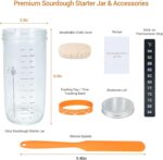 Sourdough Starter Jar Kit, 24oz Wide Mouth Glass Jar with Aluminum Lid, Silicone Scraper, Date Marked Feeding Band, Thermometer, Cloth Cover, Recipes, Sourdough Bread Baking Supplies - Image 3