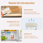 Sourdough Starter Jar Kit, 24oz Wide Mouth Glass Jar with Aluminum Lid, Silicone Scraper, Date Marked Feeding Band, Thermometer, Cloth Cover, Recipes, Sourdough Bread Baking Supplies - Image 4