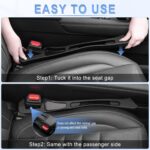 GaRhomxy 2PCS Car Seat Gap Filler Organizer, Universal Fit Gap Stopper for Cars SUV Truck, Prevent Drop Between Seat & Console, Anti-Slip Foam with Storage Pockets, Car Interior Accessories (Black) - Image 6