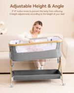 Larex Baby Bassinet Bedside Sleeper for Baby, Baby Crib Bed for Newborn Infant, Bedside Bassinet with Wheels, 5 Adjustable Height, Mosquito Net, Breathable Mattress and Mesh, Storage Basket and Bag - Image 5