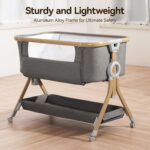 Larex Baby Bassinet Bedside Sleeper for Baby, Baby Crib Bed for Newborn Infant, Bedside Bassinet with Wheels, 5 Adjustable Height, Mosquito Net, Breathable Mattress and Mesh, Storage Basket and Bag - Image 6