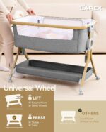 Larex Baby Bassinet Bedside Sleeper for Baby, Baby Crib Bed for Newborn Infant, Bedside Bassinet with Wheels, 5 Adjustable Height, Mosquito Net, Breathable Mattress and Mesh, Storage Basket and Bag - Image 7