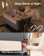 Larex Baby Bassinet Bedside Sleeper for Baby, Baby Crib Bed for Newborn Infant, Bedside Bassinet with Wheels, 5 Adjustable Height, Mosquito Net, Breathable Mattress and Mesh, Storage Basket and Bag - Image 8
