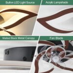 Modern Ceiling Fan with Lights, Flush Mount Ceiling Fan with Remote, Low Profile Ceiling Fan with 3 Light Color 6 Speeds, bladeless Ceiling Fans for Kitchen Bedroom (Malnutcolor) - Image 7