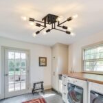 ASGYISA 8-Lights Semi Flush Mount Ceiling Light Fixture Modern Metal Black Sputnik Chandeliers with E26 Bulb Base Close to Ceiling Light for Kitchen Dining Room Living Room Hallway Bedroom - Image 3