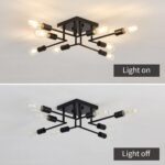 ASGYISA 8-Lights Semi Flush Mount Ceiling Light Fixture Modern Metal Black Sputnik Chandeliers with E26 Bulb Base Close to Ceiling Light for Kitchen Dining Room Living Room Hallway Bedroom - Image 6