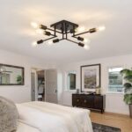ASGYISA 8-Lights Semi Flush Mount Ceiling Light Fixture Modern Metal Black Sputnik Chandeliers with E26 Bulb Base Close to Ceiling Light for Kitchen Dining Room Living Room Hallway Bedroom - Image 8