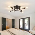 ASGYISA 8-Lights Semi Flush Mount Ceiling Light Fixture Modern Metal Black Sputnik Chandeliers with E26 Bulb Base Close to Ceiling Light for Kitchen Dining Room Living Room Hallway Bedroom - Image 9