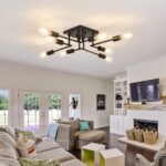 ASGYISA 8-Lights Semi Flush Mount Ceiling Light Fixture Modern Metal Black Sputnik Chandeliers with E26 Bulb Base Close to Ceiling Light for Kitchen Dining Room Living Room Hallway Bedroom - Image 10