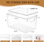 6 Pack Clear Storage Bins with Lids, 7 Quart Stackable Storage Boxes for Storage and Organization, Plastic Storage Containers with Lids, Plastic Bins with Handles for Office, Bedroom, Study Room - Image 3