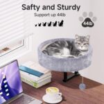 Cat Desk Bed - 360° Rotating & Adjustable, Supports 44 lbs, Soft Faux Fur with Dual-Sided Reversible Mat, Modern Indoor Cat Nest Furniture for Office Desks and Game Tables, Island Table - Image 4