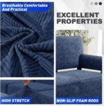 YEMYHOM 1 Piece Stretch Couch Covers for 3 Cushion Couch, Jacquard Sofa Cover with Non-Slip Elastic Bottom, Thickened Slipcover Furniture Protector for Dogs Pets (Large, Navy） - Image 4