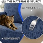 YEMYHOM 1 Piece Stretch Couch Covers for 3 Cushion Couch, Jacquard Sofa Cover with Non-Slip Elastic Bottom, Thickened Slipcover Furniture Protector for Dogs Pets (Large, Navy） - Image 6