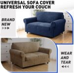 YEMYHOM 1 Piece Stretch Couch Covers for 3 Cushion Couch, Jacquard Sofa Cover with Non-Slip Elastic Bottom, Thickened Slipcover Furniture Protector for Dogs Pets (Large, Navy） - Image 7
