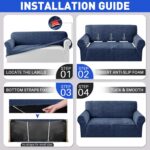YEMYHOM 1 Piece Stretch Couch Covers for 3 Cushion Couch, Jacquard Sofa Cover with Non-Slip Elastic Bottom, Thickened Slipcover Furniture Protector for Dogs Pets (Large, Navy） - Image 8