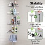 Shower Corner Caddy Tension Pole,Rustproof 4-Tier Bathroom Organizer,Adjustable Standing Shelves for Bathtub Shower Shampoo Storage,39 to 113 Inch,Silver - Image 8