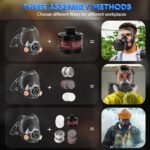 Full Face Gas Mask: 2Pack Gas Masks Survival Nuclear and Chemical with 40mm & P-A-1 Activated Carbon Filter Full Face Respirator Mask Used for Dust Spray Machining Soldering Polishing Welding - Image 7