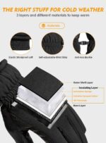 TRENDOUX Winter Gloves for Men Warm: 3M Thinsulate -20℉ Windproof Waterproof Ski Women Glove with Touchscreen Thermal Lining Anti-Slip for Work Cycling Motorcycle Snowboarding - Image 3