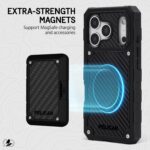 Pelican Shield iPhone 17 Pro Case [Compatible with MagSafe] Rugged Phone Case w/ 24ft Military-Grade Drop Protection - Heavy Duty Phone Cover w/Belt Clip Holster for iPhone 17 Pro - Carbon - Image 5
