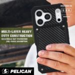 Pelican Shield iPhone 17 Pro Case [Compatible with MagSafe] Rugged Phone Case w/ 24ft Military-Grade Drop Protection - Heavy Duty Phone Cover w/Belt Clip Holster for iPhone 17 Pro - Carbon - Image 8