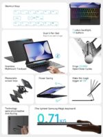 HOU Keyboard for Samsung Galaxy Tab S10+ Plus/S9+ Plus/S9 FE+ Plus/S8+ Plus/S7+ Plus/S7 FE 12.4" with Magnetic Case,Floating Cantilever,Multi-Function Trackpad,7 Colors Backlit,S Pen Holder,Black - Image 4