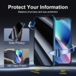 NEW'C 3x Privacy for iPhone 13 Screen Protector (6.1 inches)+ 3x Camera Lens Protector, Sensor Protection, Case Friendly Tempered Glass Film + Dust Plug- Enhanced Privacy Angle of 28 Degrees - Image 4